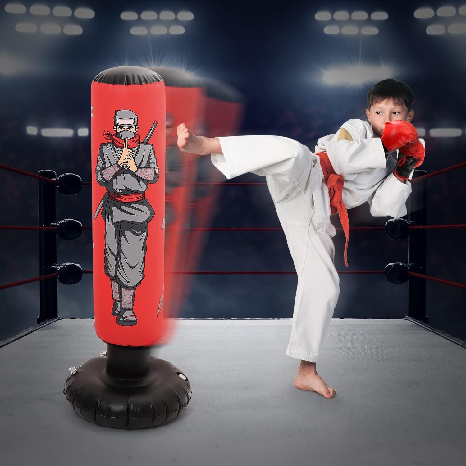 47" Kids Punching Bag with Boxing Gloves – Inflatable Boxing Bag for Boys & Girls, Standing Training Toy for Fitness & Stress Relief