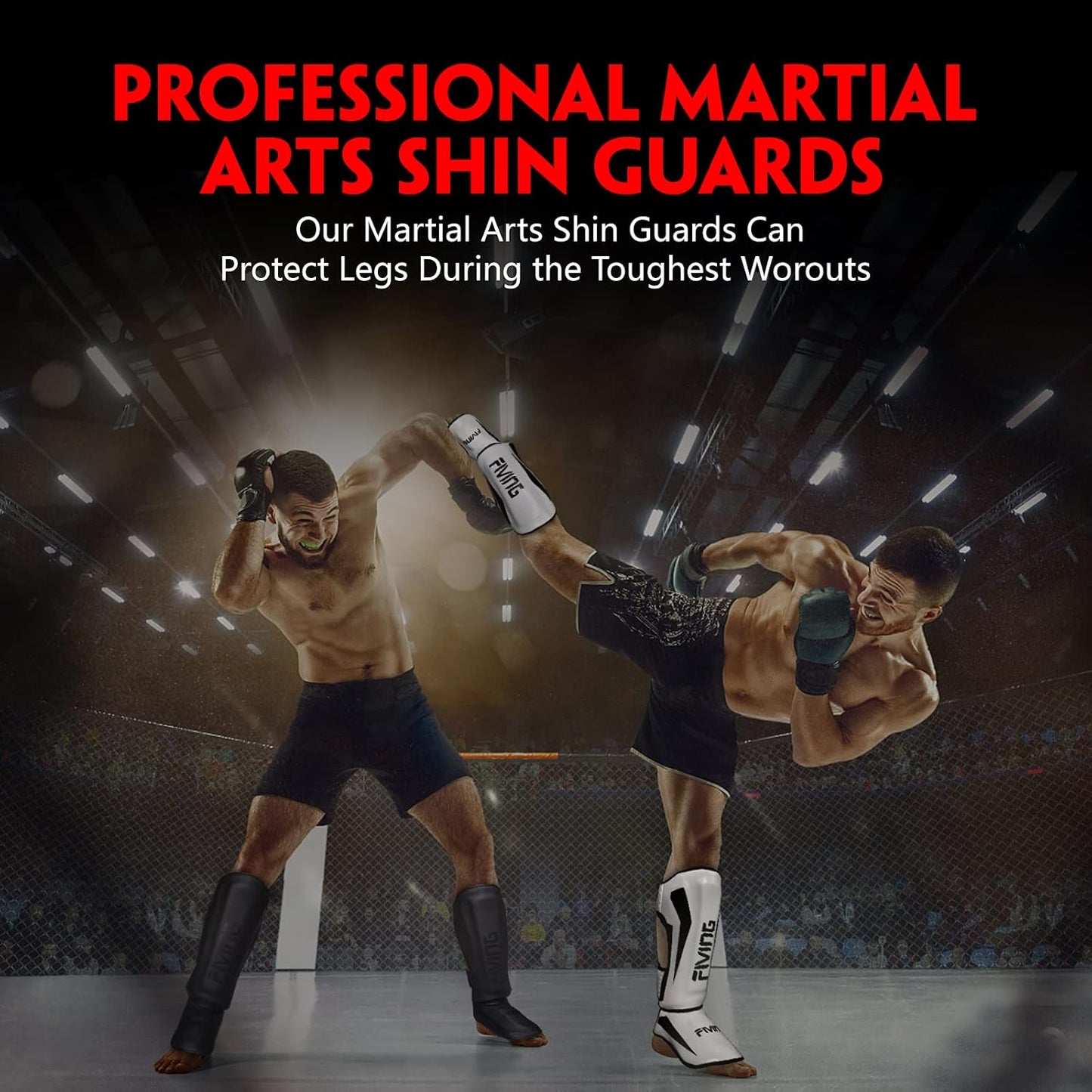 MMA Martial Arts Shin Guards – Padded, Adjustable Muay Thai Leg Guards with Instep Protection for Kickboxing/Mma Training and Sparring – Durable, Professional MMA Equipment