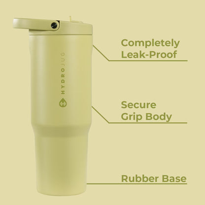 Sport – Insulated Stainless Steel Water Bottle with Flip Straw & Bucket Handle, Leakproof – 40Oz, Olive