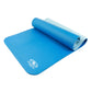 Two Tone Fitness Mat, 10Mm, 72Inx24In, Blue Color, NBR Foam, with Carry Strap