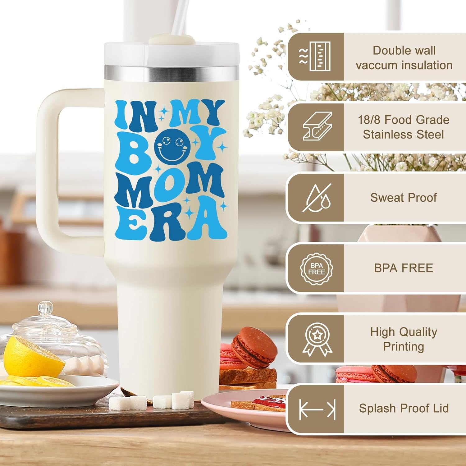 Boy Mom Gifts for New Mom - First Mothers Day Gifts for New Moms, Boy Mama, Pregnant Mother, Expecting Mommy, First Time Moms to Be, Mommy to Be - 40Oz Travel Cup Insulated Tumbler with Lid & Straw