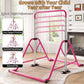 Expandable Kids Gymnastics Kip Bar - Upgraded Dual Base, Folding Adjustable Height 44''-60'', 350LBS Weight Limit, Anti-Slip Suction Feet, Home Training Bar for Kids Ages 3-13 (Pink)