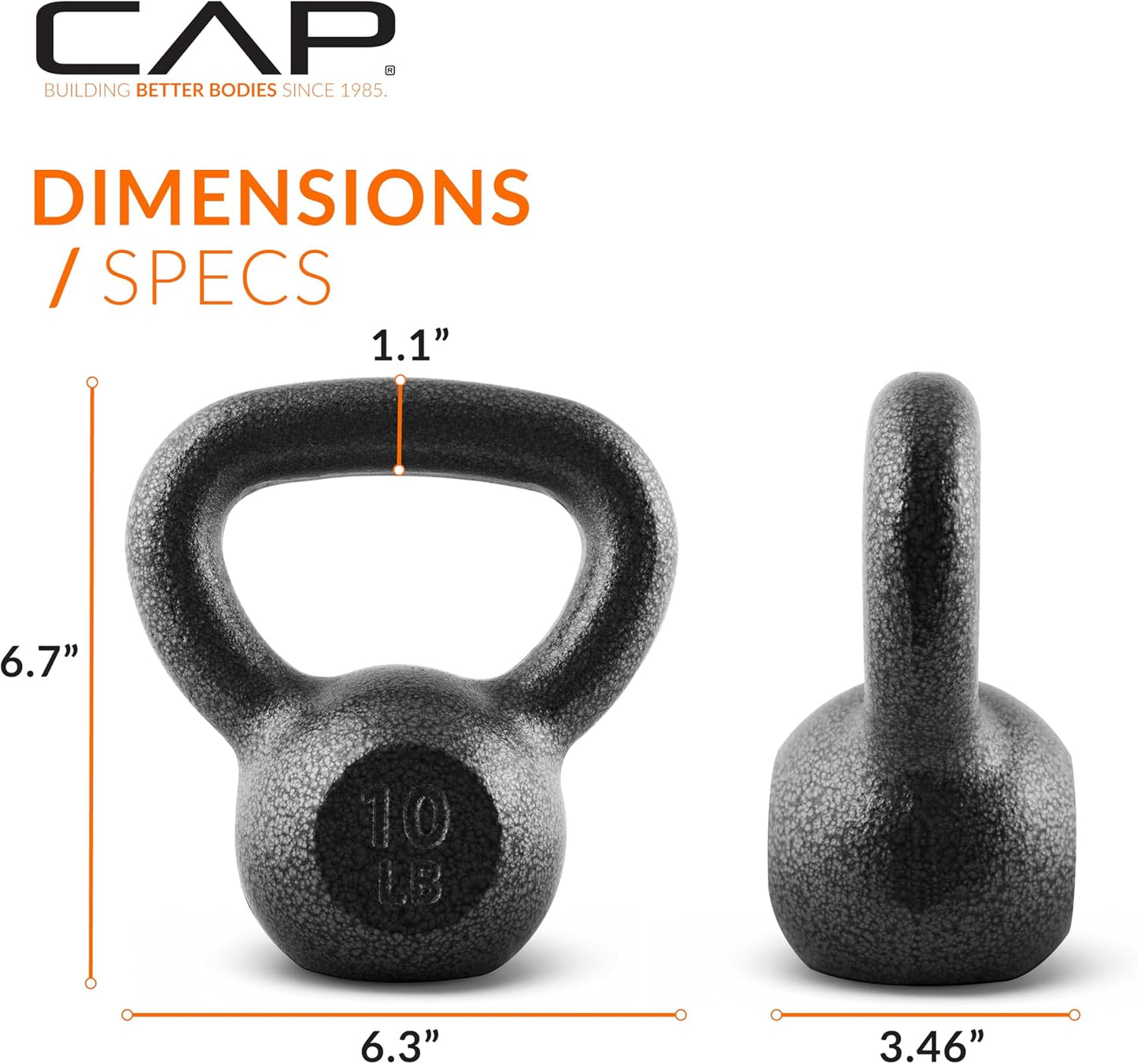 CAP Barbell Cast Iron Kettlebell - Singles and Sets, Multiple Weight Choices