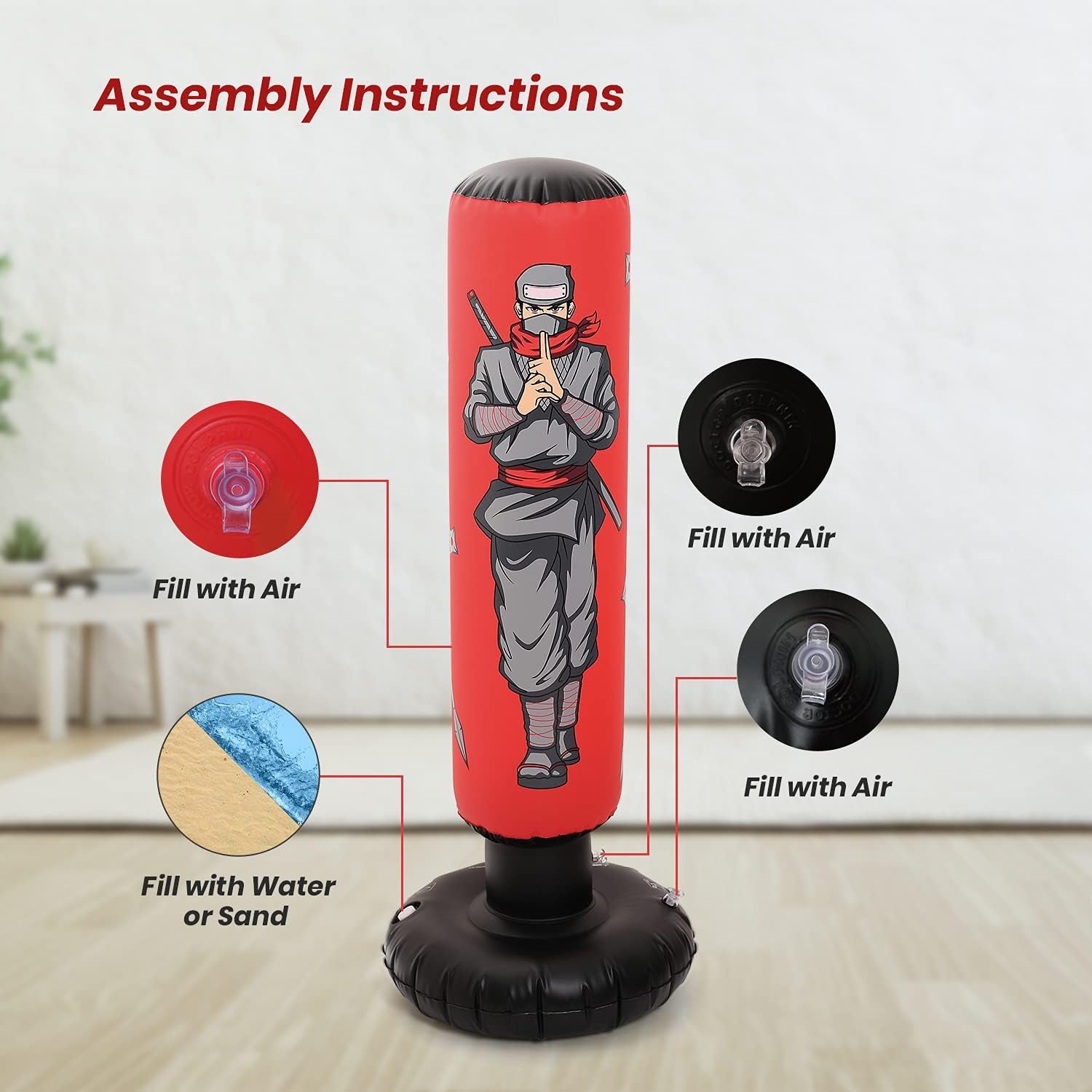 47" Kids Punching Bag with Boxing Gloves – Inflatable Boxing Bag for Boys & Girls, Standing Training Toy for Fitness & Stress Relief