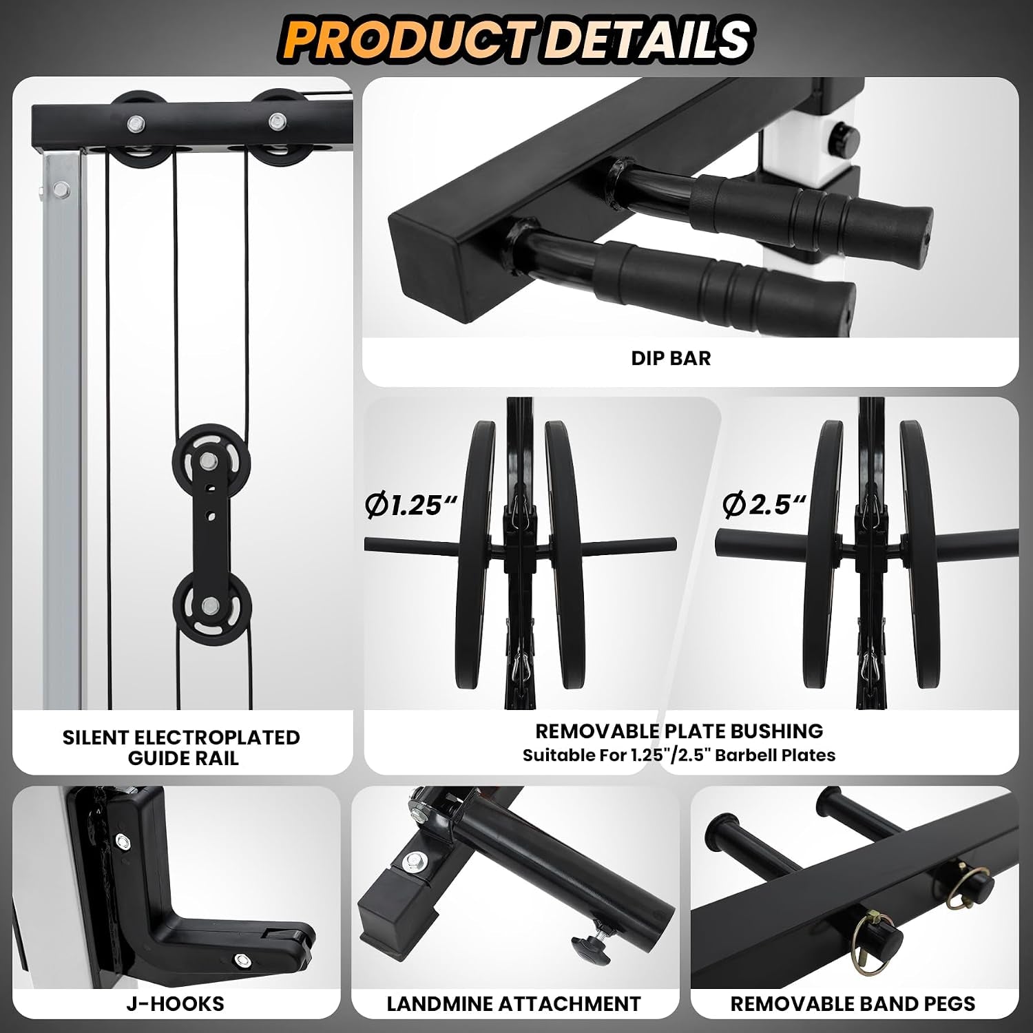 Power Cage, Multi-Function Squat Rack with LAT Pulldown, 1600 LBS Weight Capacity Fitness Power Rack with Cable Pulley System and J-Hooks, Dip Bars and Landmine Attachment for Home Gym