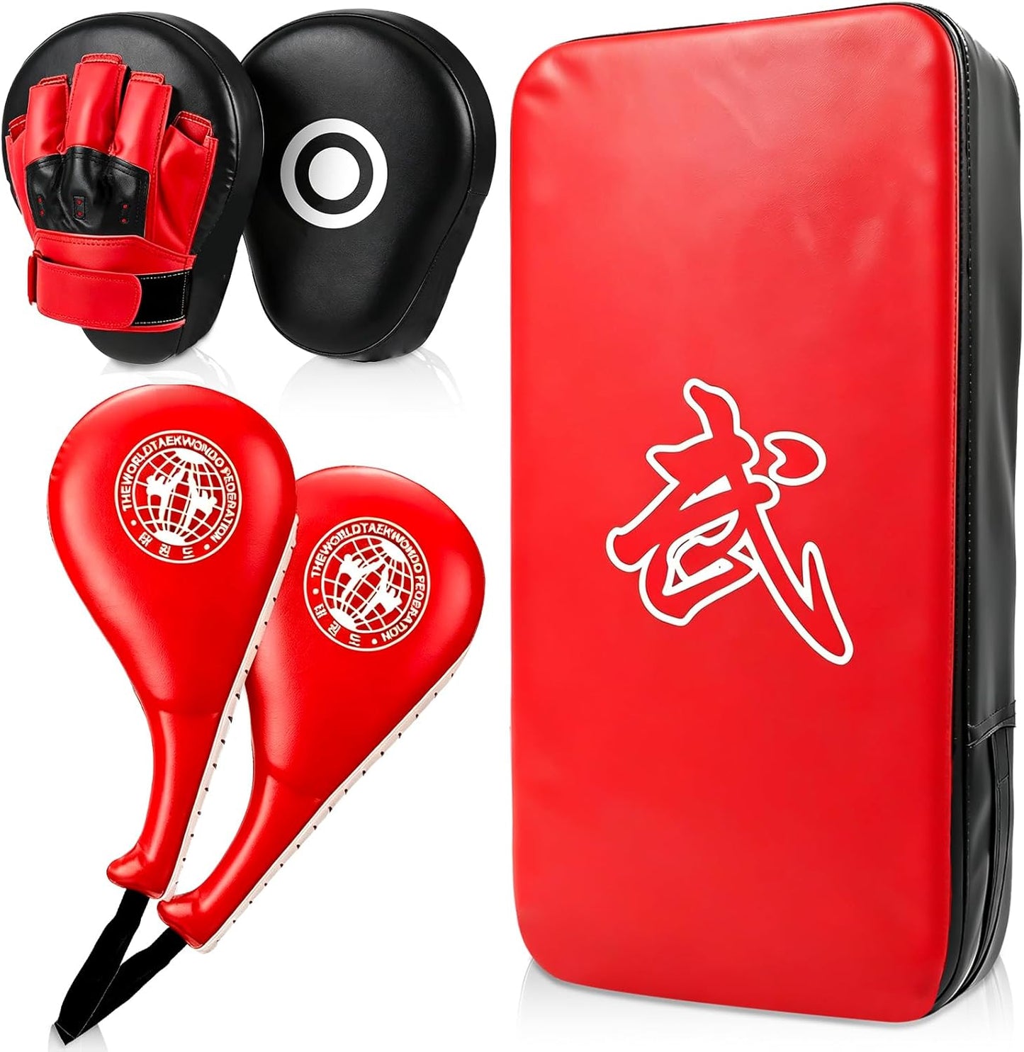 5 PCS Taekwondo Sparring Gear Set Martial Arts Training Equipment Set for Beginners Including Punching Mitts，Kick Pad，And Boxing Pad.Suitable for Teenagers.