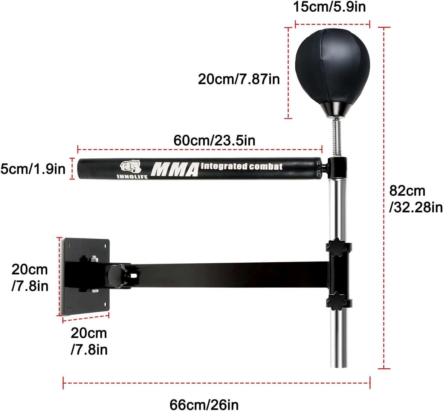 Wall Mount Boxing Bar MMA Boxing Speed Trainer Boxing Reflex Bar Boxing Equipment Boxing Spinning Bar with Punching Ball for Gym Home