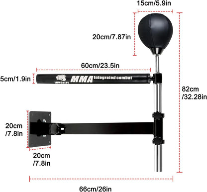 Wall Mount Boxing Bar MMA Boxing Speed Trainer Boxing Reflex Bar Boxing Equipment Boxing Spinning Bar with Punching Ball for Gym Home