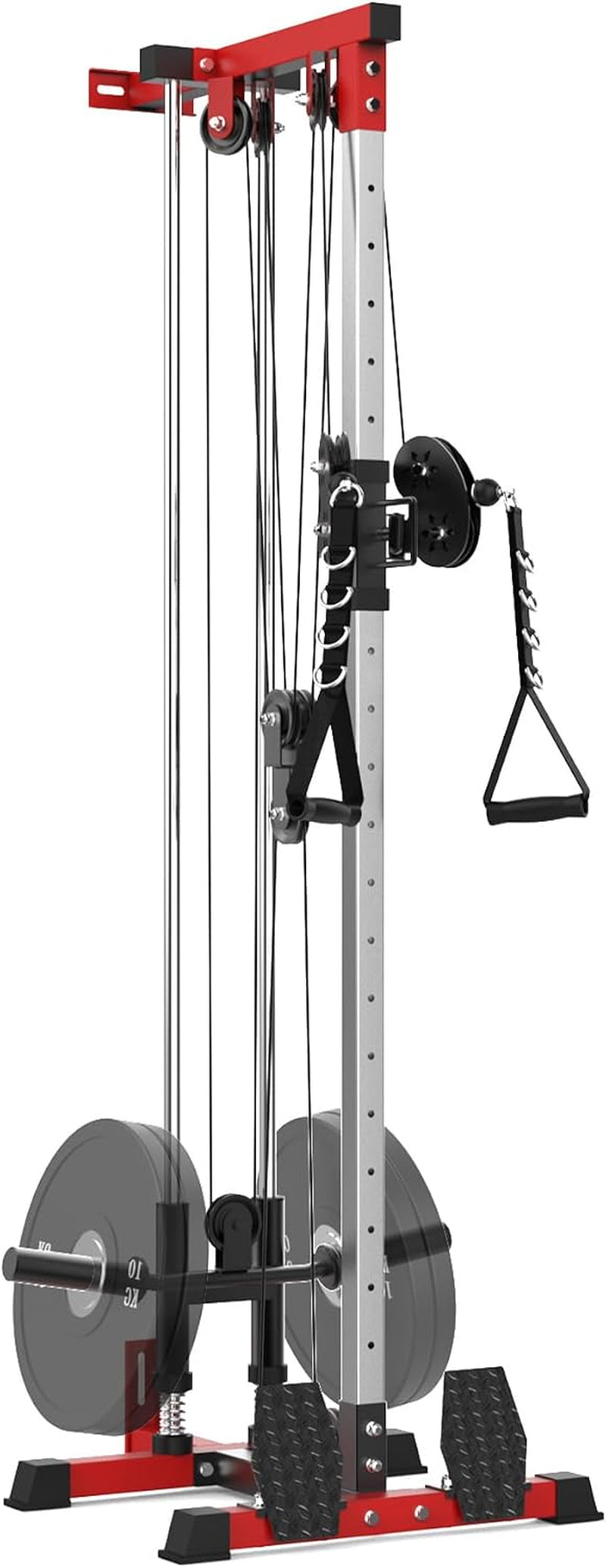 LAT Pull down Machines, 20-Position Wall Mount Cable Machine, Dual Pulley Cable Machine, Pulldown & Low Row Dual Station System with Accessories for Cable Crossover, Row, Chest Press & Leg Exercises |