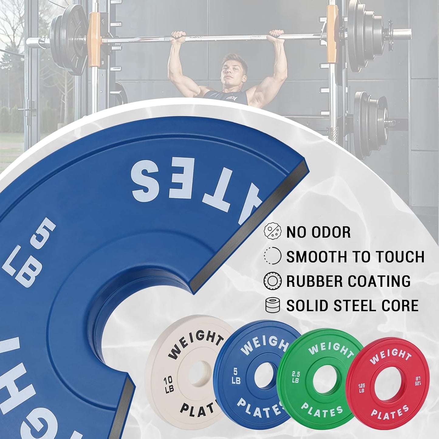 2" Rubber Bumper Weight Plates (Pairs/Single 1.25-55 Lbs) - Change Weight Plates Set 2 in Colored Fractional Weight Plates for Weightlifting,Home Gym Strength Training