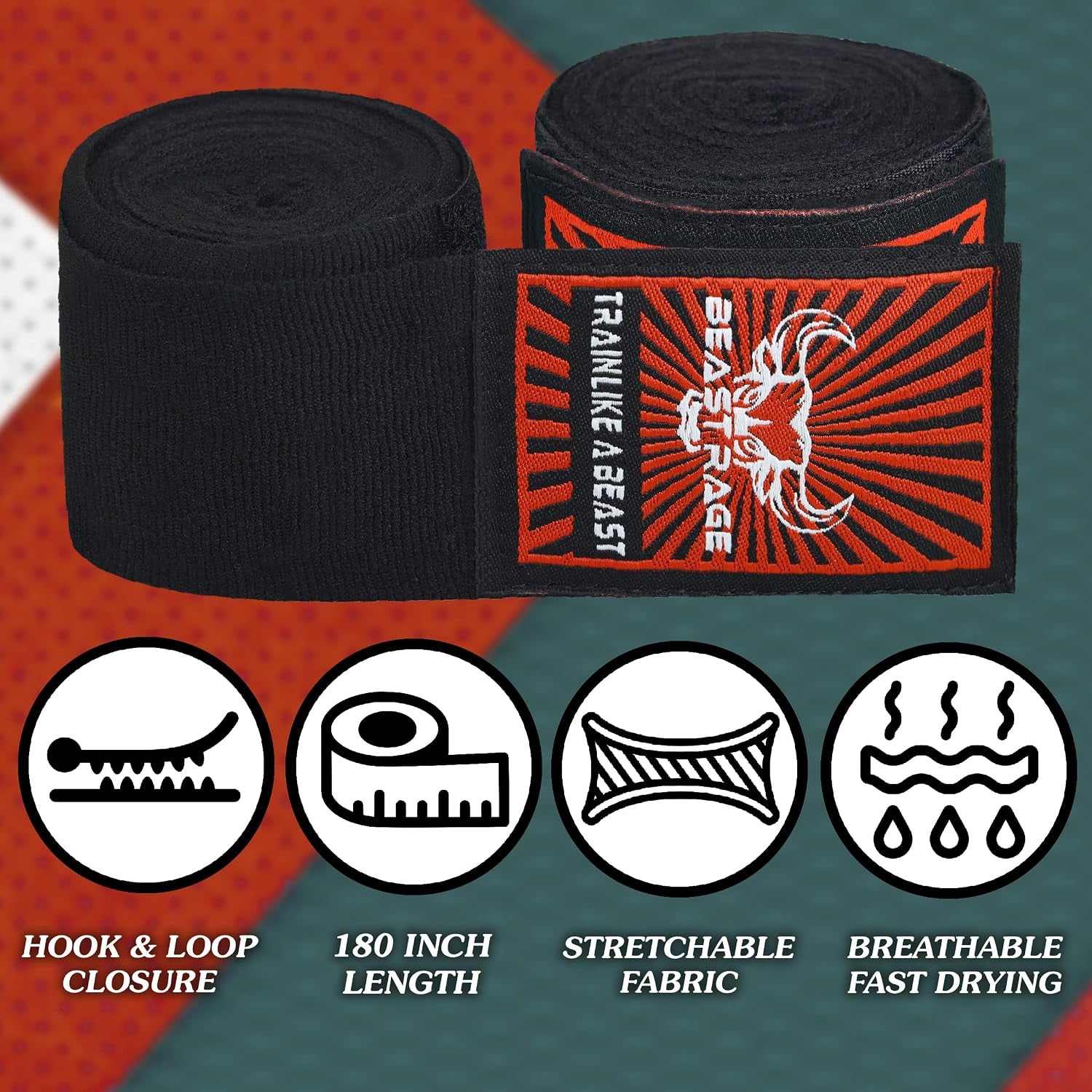 Boxing Hand Wraps for MMA Kickboxing Wrist Wraps Professional Adult 180" Semi-Elastic Martial Arts Inner Gloves Heavy Bag Handwraps Muay Thai Thumb Straps