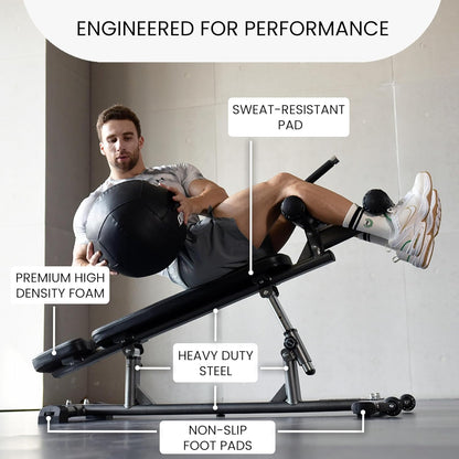 Finer Form Gym-Quality Adjustable Sit up Ab Bench & Decline Weight Bench for Home Gym Strength Training.