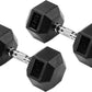 Rubber Encased Hex Weights Dumbbells Pair, Exercise & Fitness Dumbbells for Home Gym Training