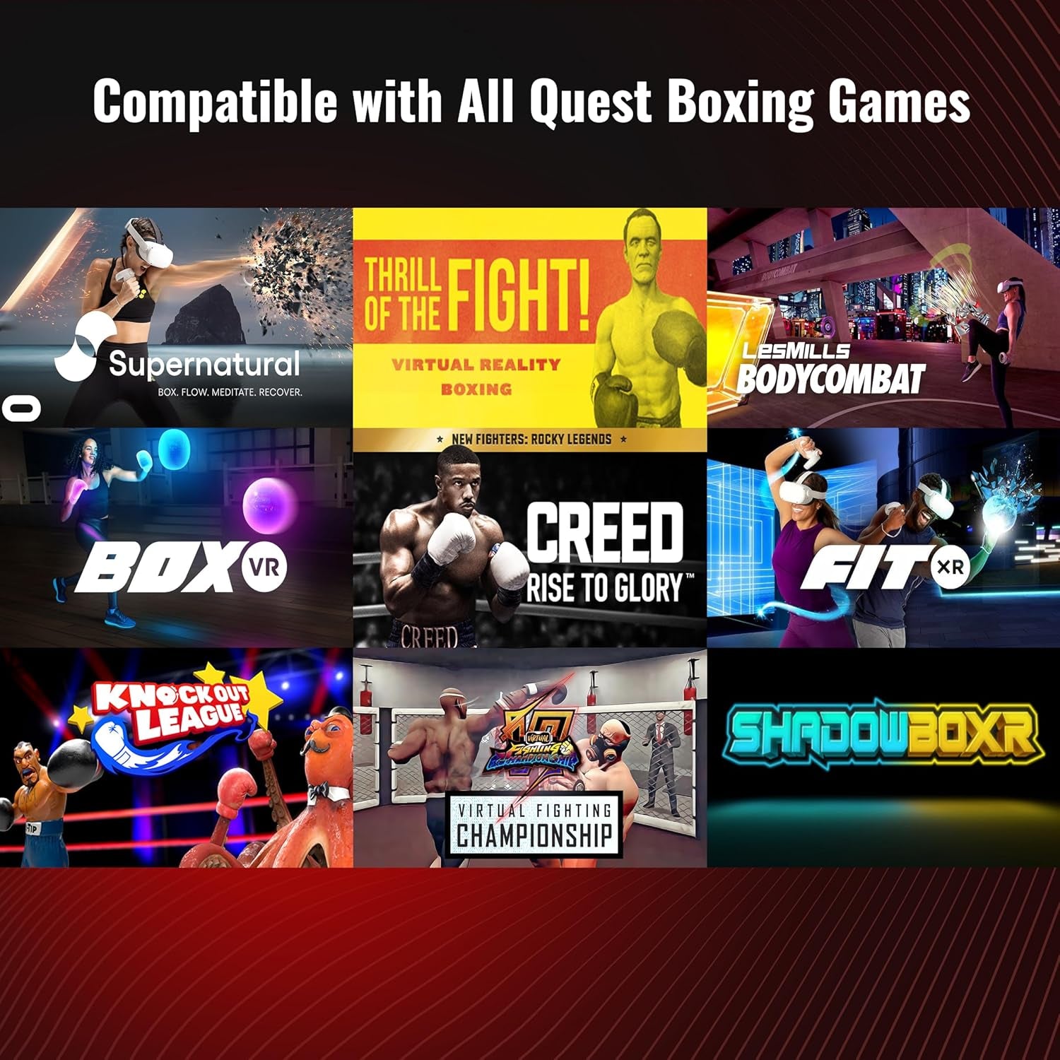 Ultimate Boxing Gloves - Updated Version and Improved Model VR Boxing Mitts Controller Accessory for Thrill of the Fight Fitxr Boxvr - Rift S, Quest 2, Quest 3, Index