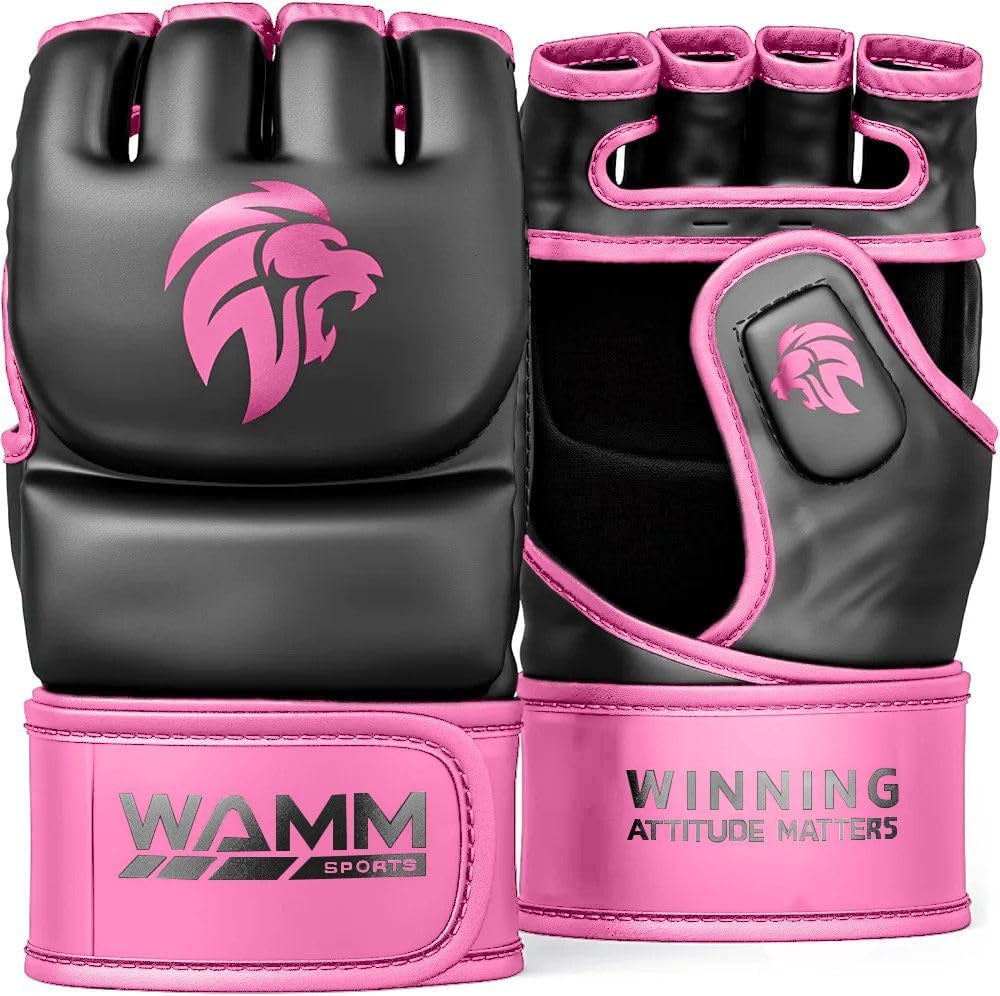MMA Gloves - for Men & Women - Maxforce EVE Anti-Injury Shock Absorb Boxing Gloves Kickboxing Gloves - Half Finger, Open Palm for Muay Thai, Sparring, Punching Bag