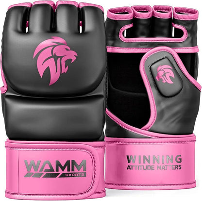 MMA Gloves - for Men & Women - Maxforce EVE Anti-Injury Shock Absorb Boxing Gloves Kickboxing Gloves - Half Finger, Open Palm for Muay Thai, Sparring, Punching Bag