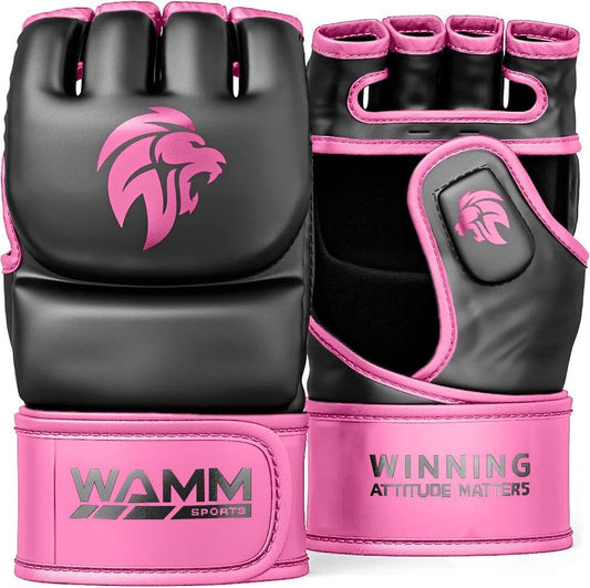 MMA Gloves - for Men & Women - Maxforce EVE Anti-Injury Shock Absorb Boxing Gloves Kickboxing Gloves - Half Finger, Open Palm for Muay Thai, Sparring, Punching Bag