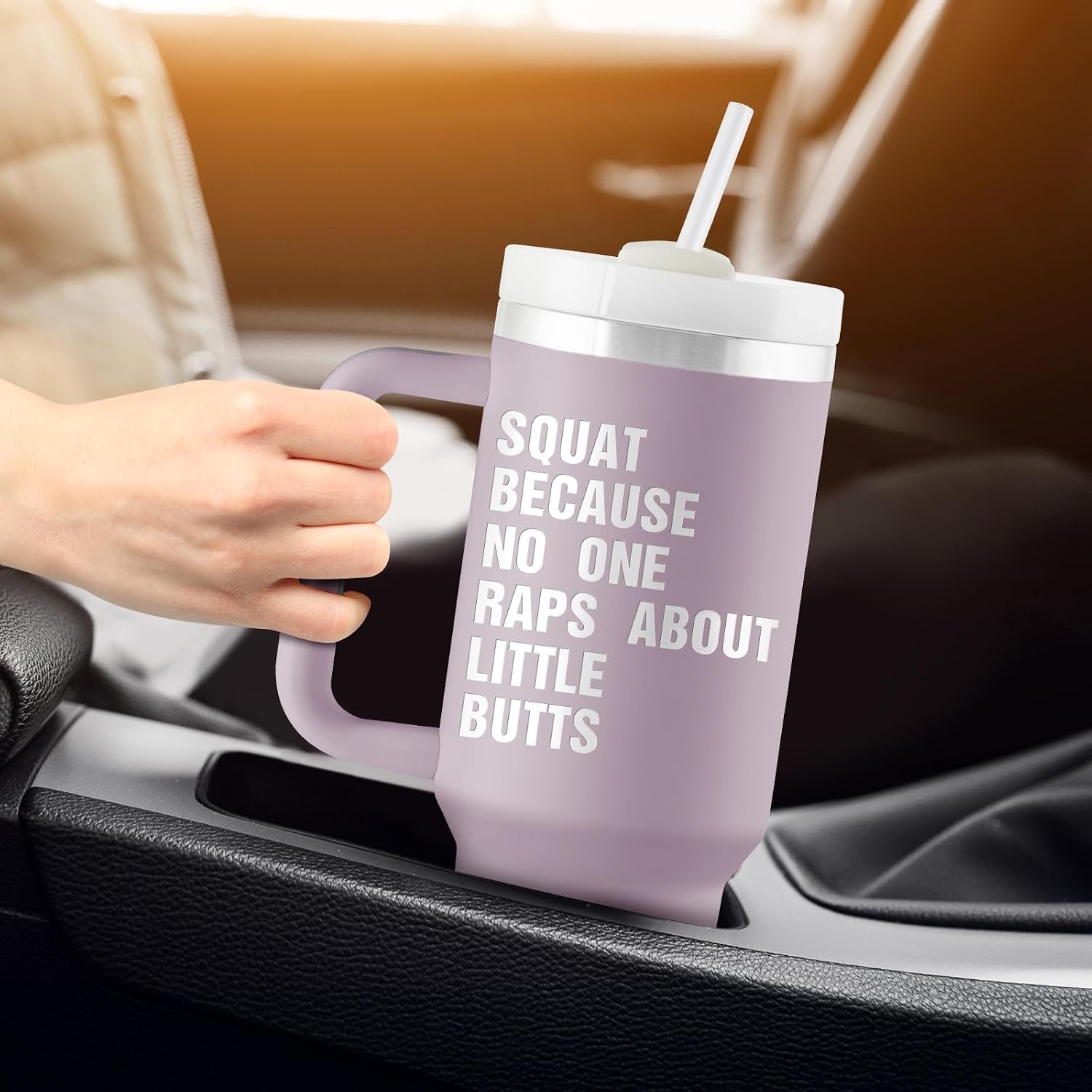 Motivational Fitness Gift for Gym Enthusiast - Workout Gifts for Women - Cool Gifts for Gym Rats - Crossfit Exercise Sports Lover Gift - 40Oz Travel Cup Insulated Tumbler with Handle & Straw