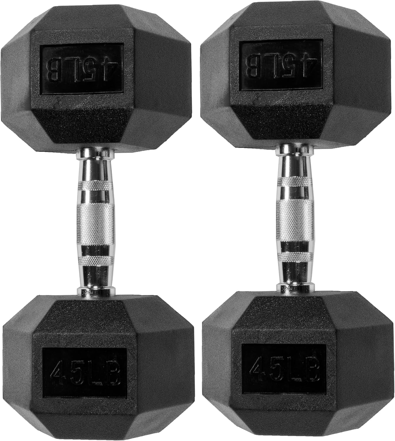 Rubber Encased Hex Weights Dumbbells Pair, Exercise & Fitness Dumbbells for Home Gym Training