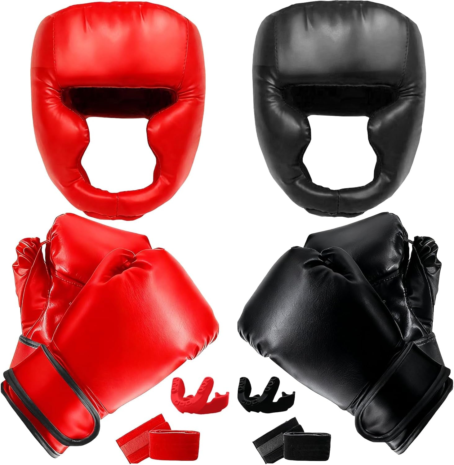 14 Pcs Boxing Set Boxing Equipment Set for Beginners Including 2 Pair of 6 Oz Boxing Gloves Headgear Helmet Hand Wraps Mouth Guards Gifts Training Equipment
