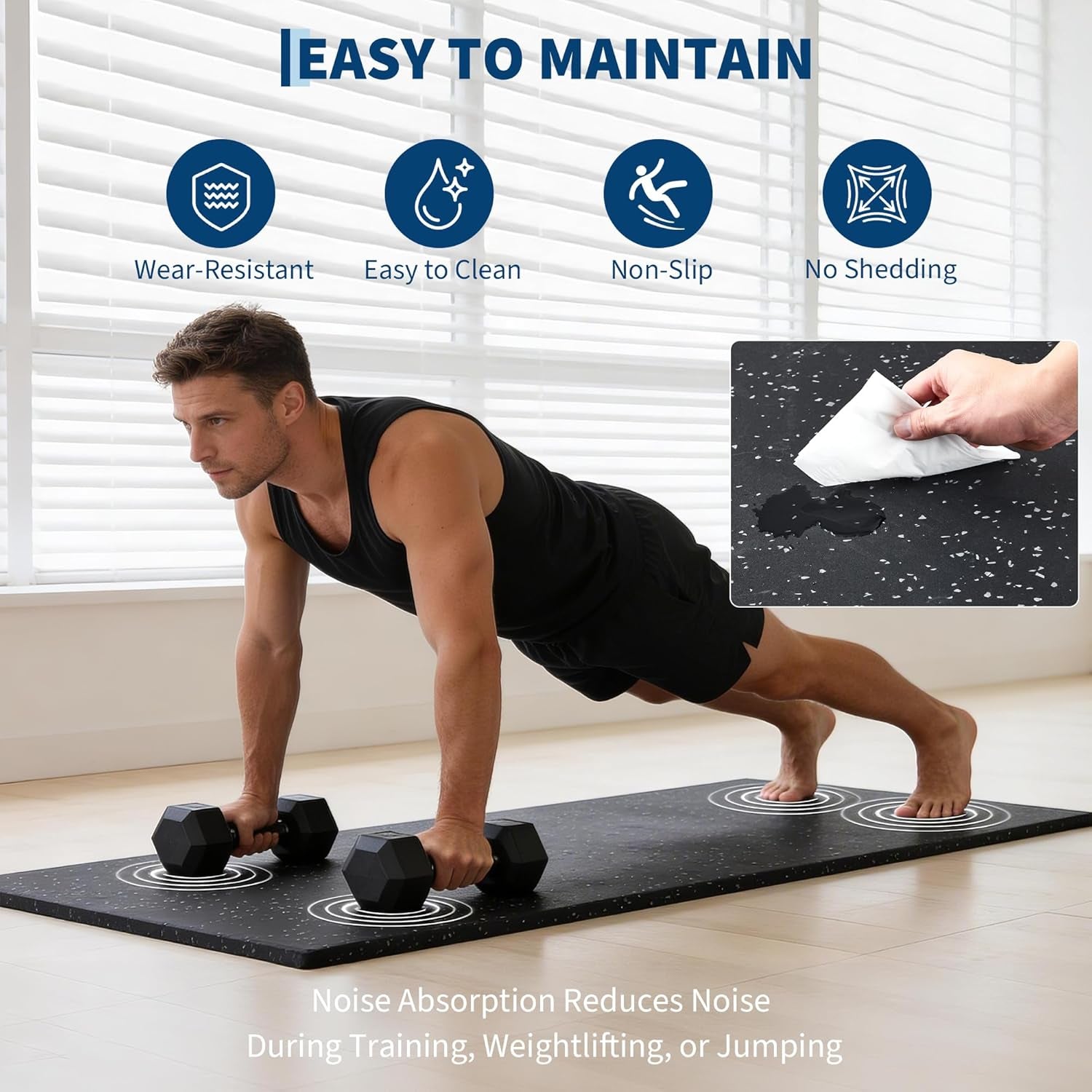 0.56" Thick 96 Sq Ft Exercise Mats,24 Tiles Rubber Top 24"X24" Interlocking Puzzle Gym Flooring with High Density EVA Foam for Home Gym & Heavy Weight Workout,Black/Grey