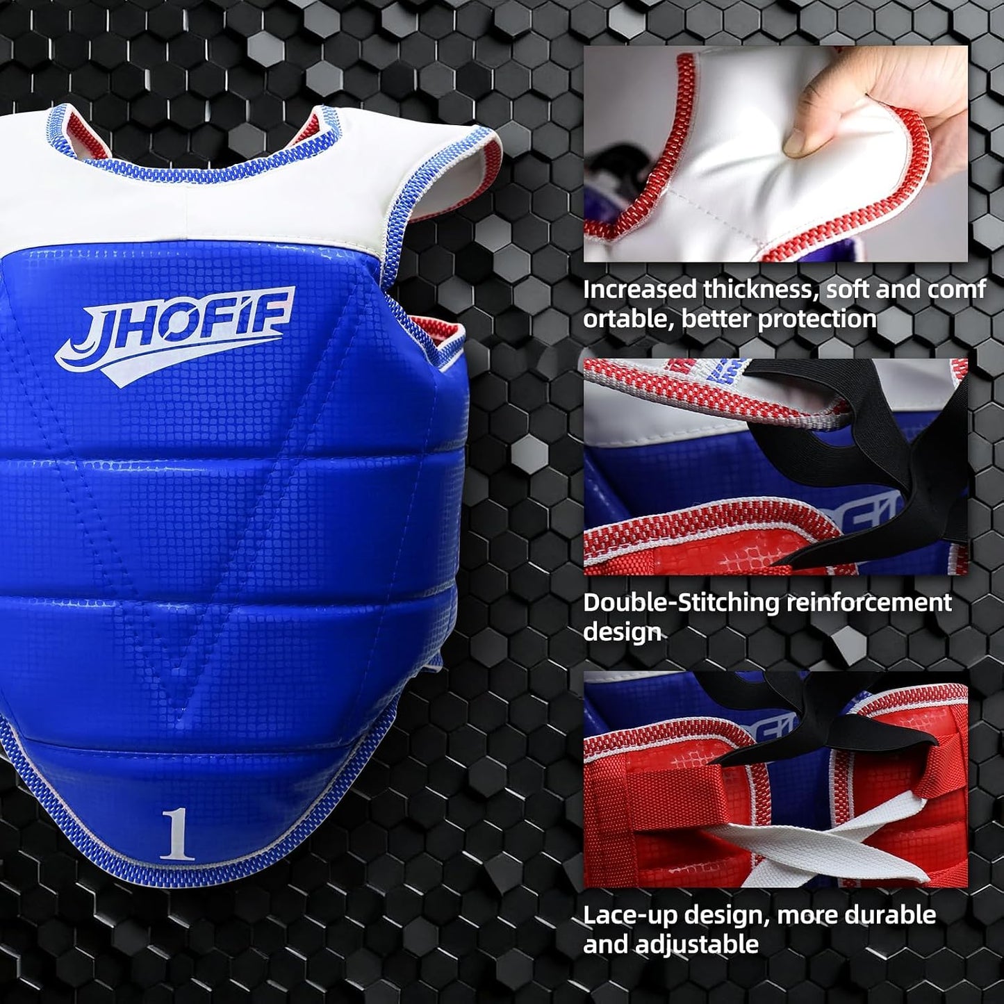 Martial Arts Chest Guard - Boxing Body Protector, Reversible Taekwondo Sparring Gear with Adjustable Straps, High-Density Foam Padding for Mma/Karate Training