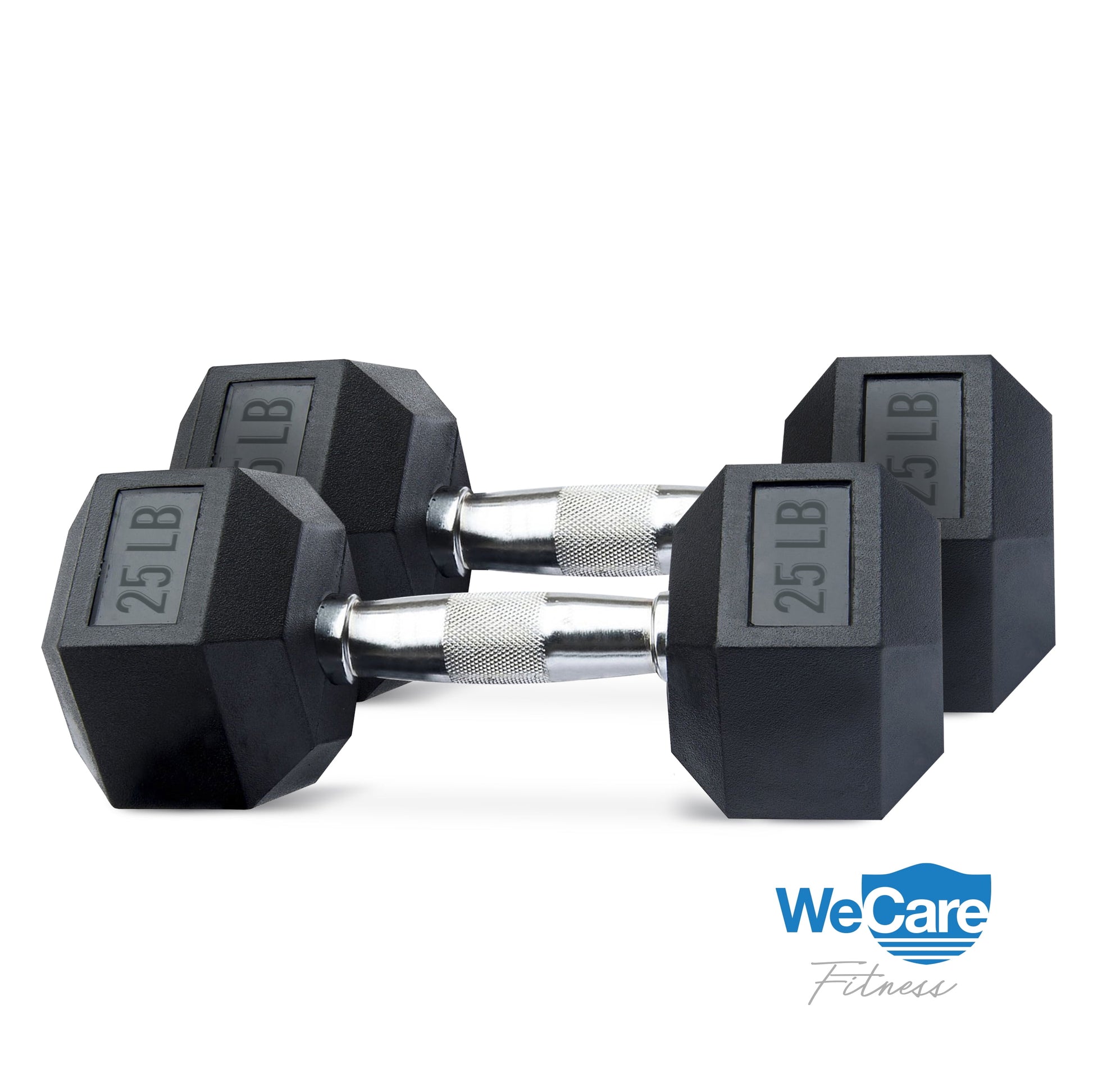 Fitness, 25Lb Rubber Chrome Dumbbells, Pair