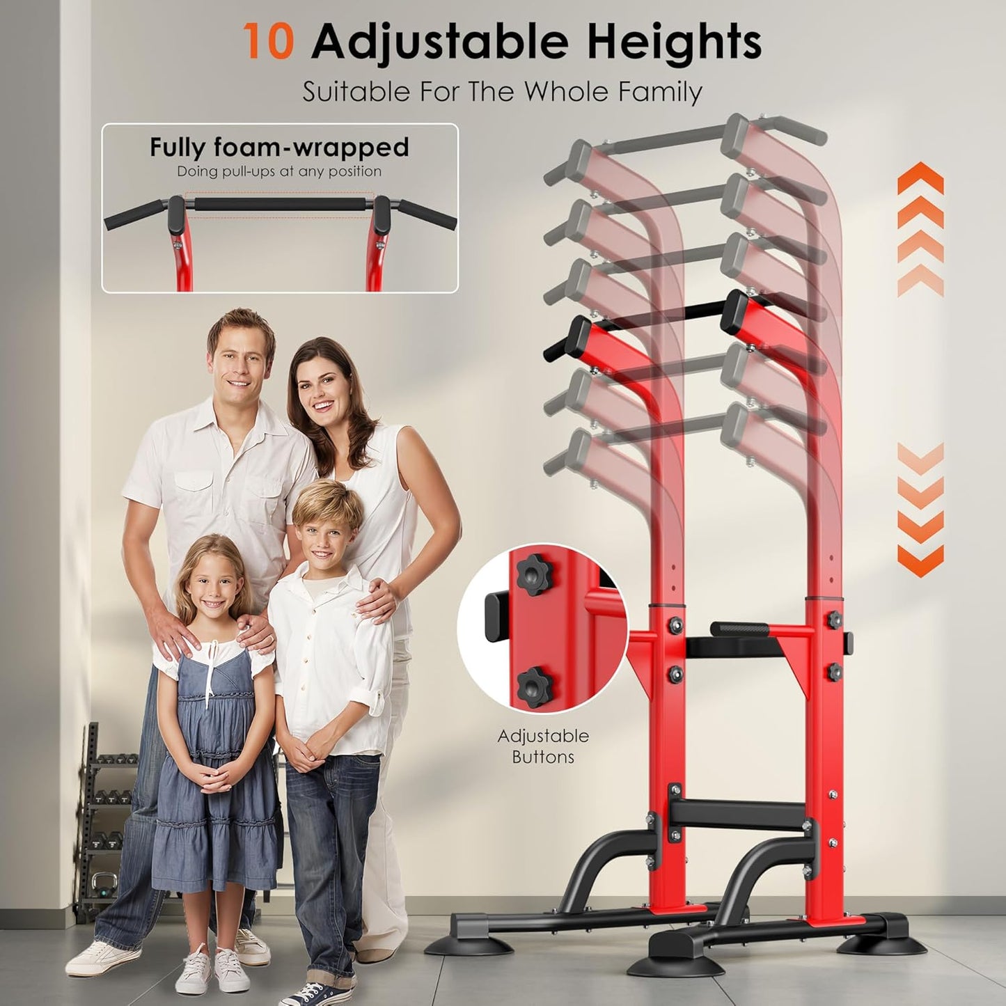 Power Tower Dip Station Pull up Bar for Home Gym Adjustable Height Strength Training Workout Equipment,Pull up Bar Station