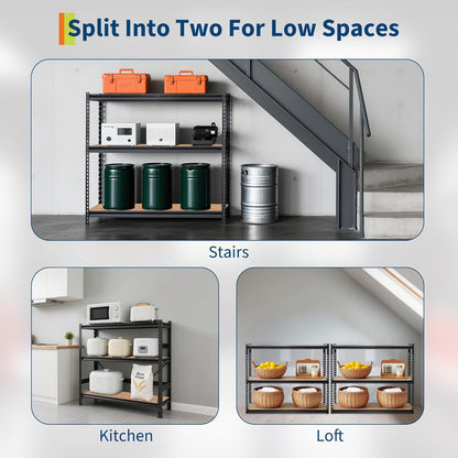 5-Tier Heavy Duty Storage Shelves with 2500 LBS Capacity, Adjustable Metal Shelving Rack for Garage, Kitchen, Pantry, Basement, Bathroom, Laundry Room Organization, 48" D X 24" W X 72" H
