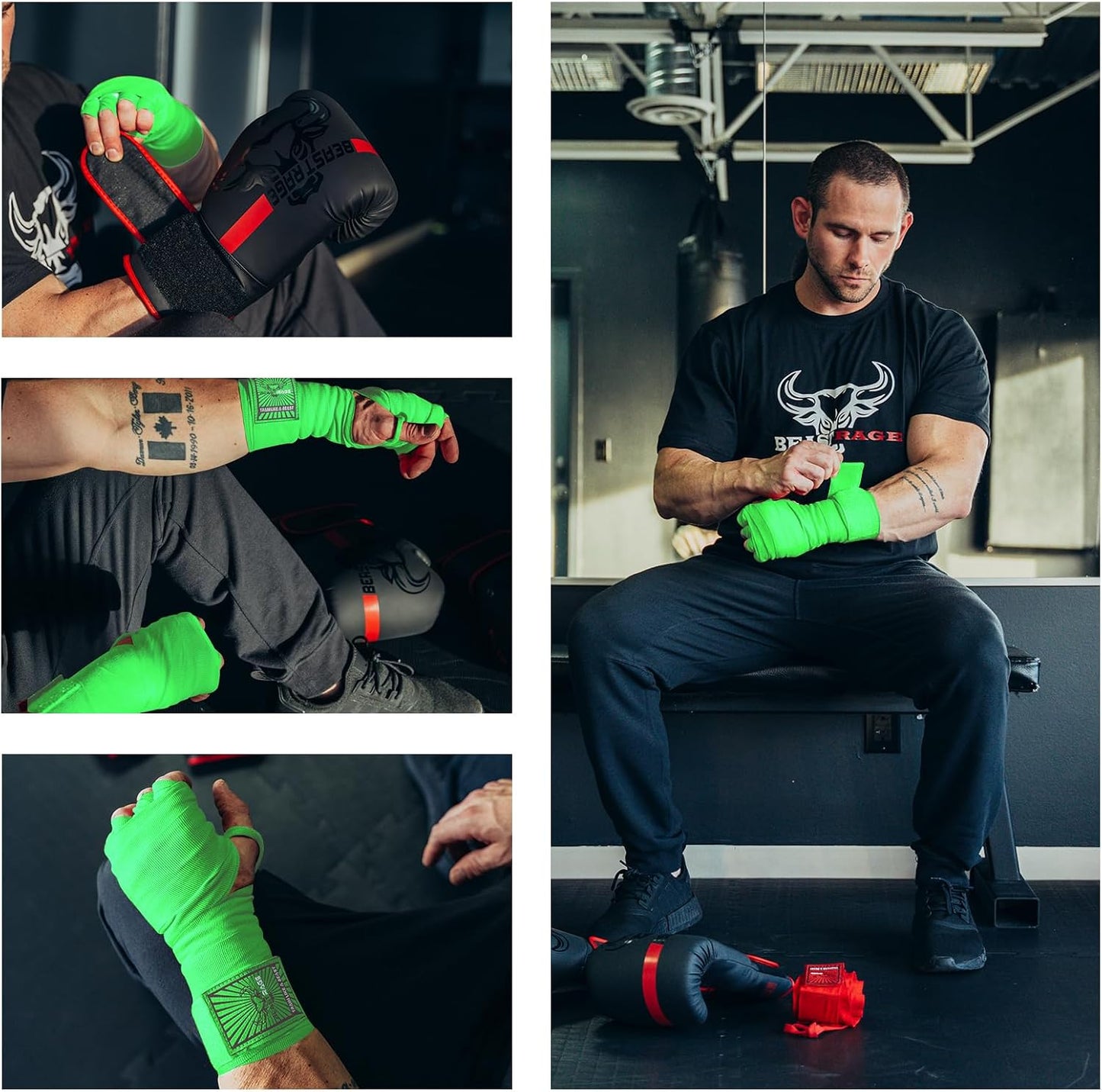 Boxing Hand Wraps for MMA Kickboxing Wrist Wraps Professional Adult 180" Semi-Elastic Martial Arts Inner Gloves Heavy Bag Handwraps Muay Thai Thumb Straps