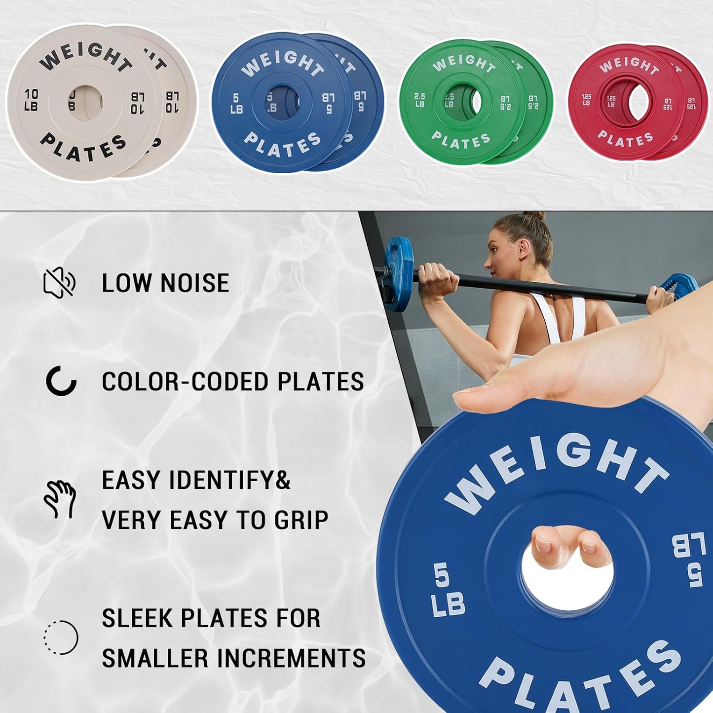 2" Rubber Bumper Weight Plates (Pairs/Single 1.25-55 Lbs) - Change Weight Plates Set 2 in Colored Fractional Weight Plates for Weightlifting,Home Gym Strength Training
