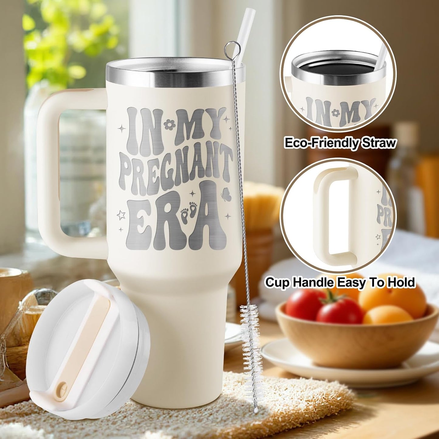 Pregnancy Gifts for Expecting Mom - Mom to Be Gift - Pregnant Mom Gifts - Mothers Day Gift for Pregnant Women, First Time Mother to Be, Mommy to Be - 40Oz Travel Cup Insulated Tumbler with Lid & Straw