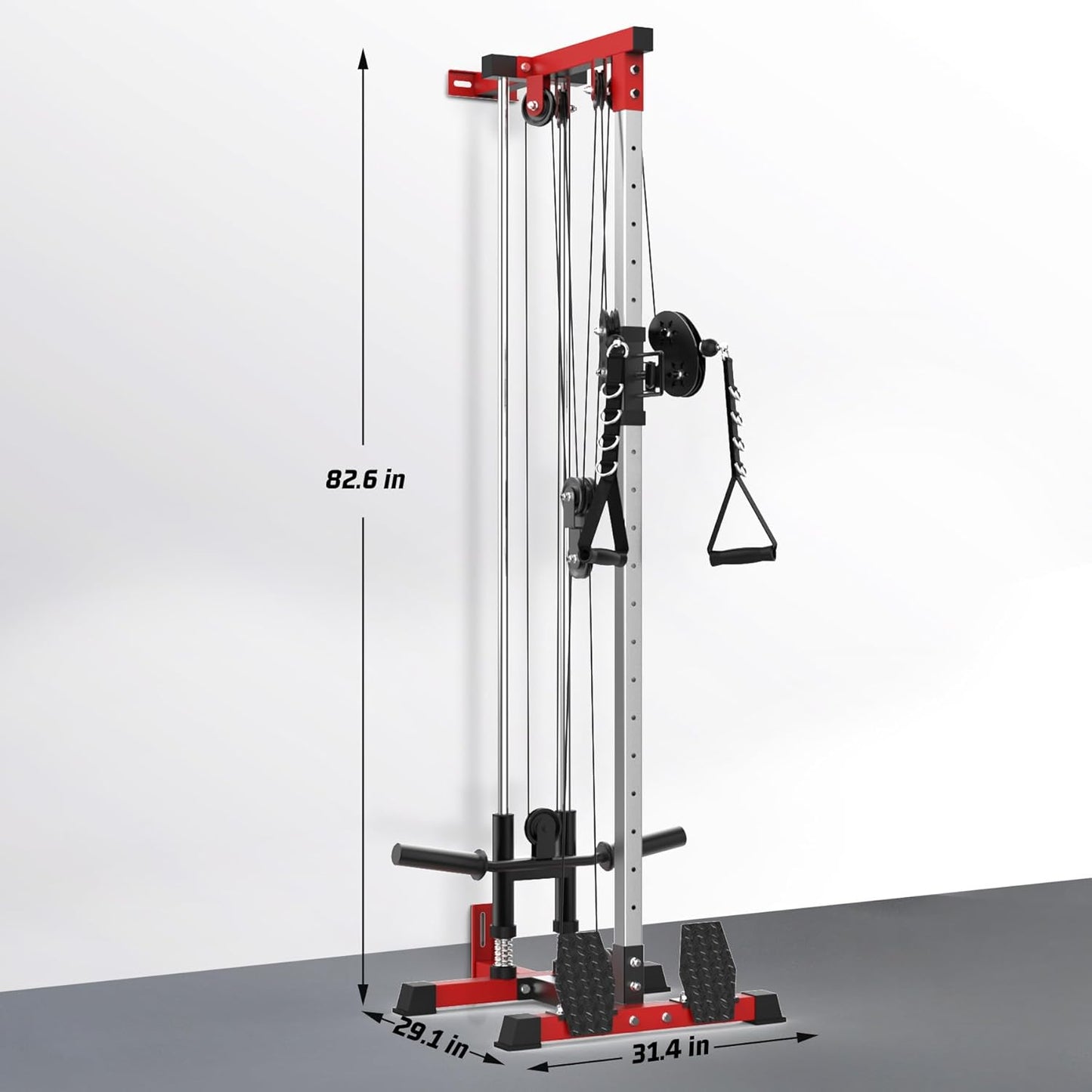 LAT Pull down Machines, 20-Position Wall Mount Cable Machine, Dual Pulley Cable Machine, Pulldown & Low Row Dual Station System with Accessories for Cable Crossover, Row, Chest Press & Leg Exercises |