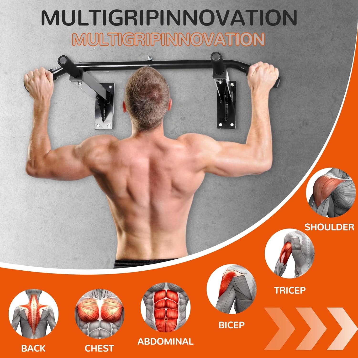 Pull up Bar Wall Mounted Multifunctional Wall Mounted Pull up Bar for Home Gym Workout Strength Training Equipment