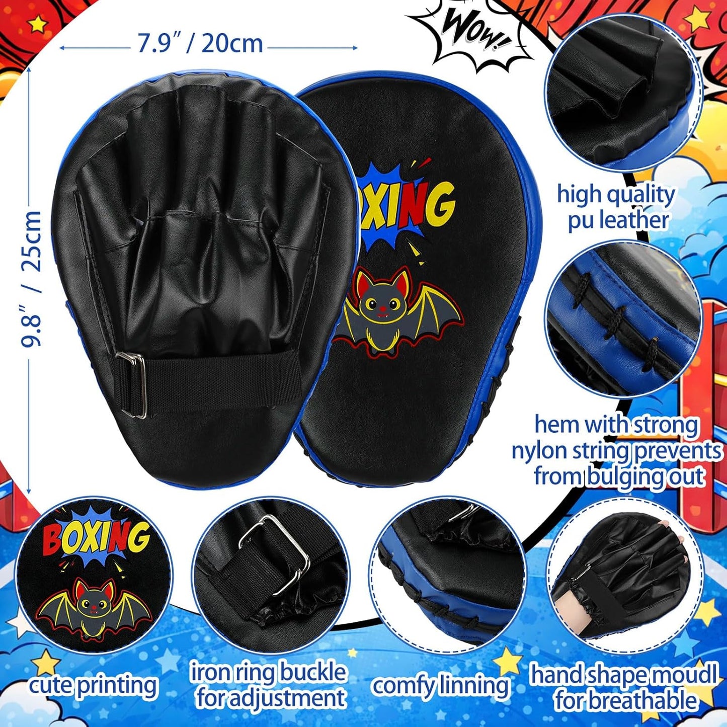 Boxing Gloves and Punching Mitts Set 4Oz Gloves Boxing Pads Kids Youth Sparring Gear Training Equipment for Taekwondo Kick Karate Muay Thai MMA Martial Art