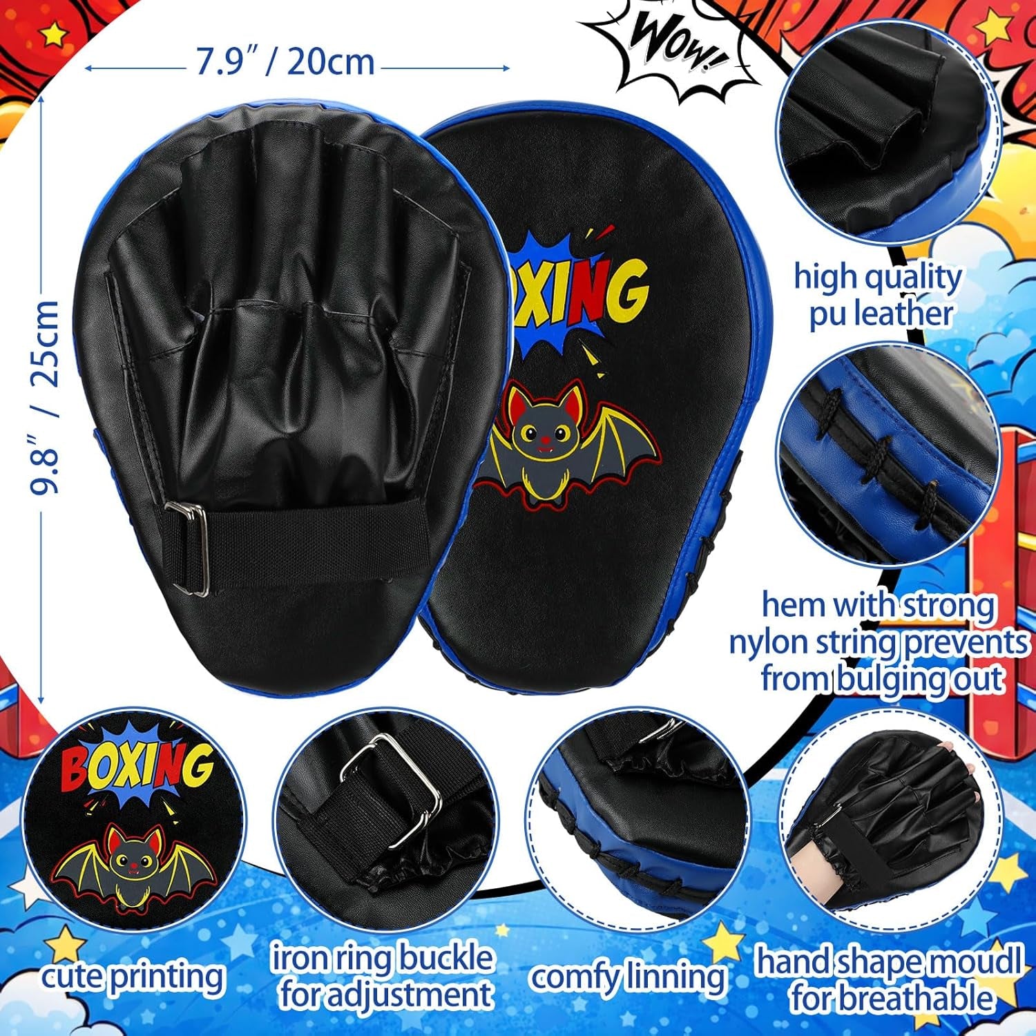 Boxing Gloves and Punching Mitts Set 4Oz Gloves Boxing Pads Kids Youth Sparring Gear Training Equipment for Taekwondo Kick Karate Muay Thai MMA Martial Art