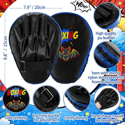 Boxing Gloves and Punching Mitts Set 4Oz Gloves Boxing Pads Kids Youth Sparring Gear Training Equipment for Taekwondo Kick Karate Muay Thai MMA Martial Art
