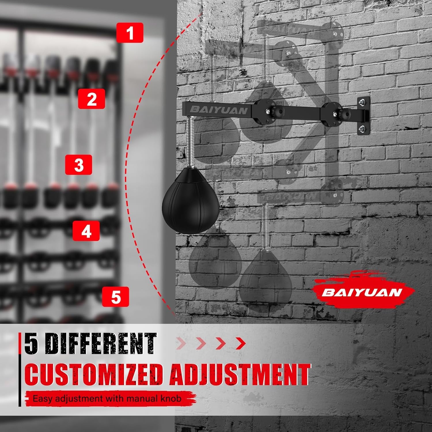 Speed Bag Boxing Punching Bag, Wall Mount Height Adjustable & Fold Speed Bags for Boxing, Wall Bracket Boxing Reflex Ball, Boxing Bag as Adults Teens and Kids, Fits Home Gym Workout