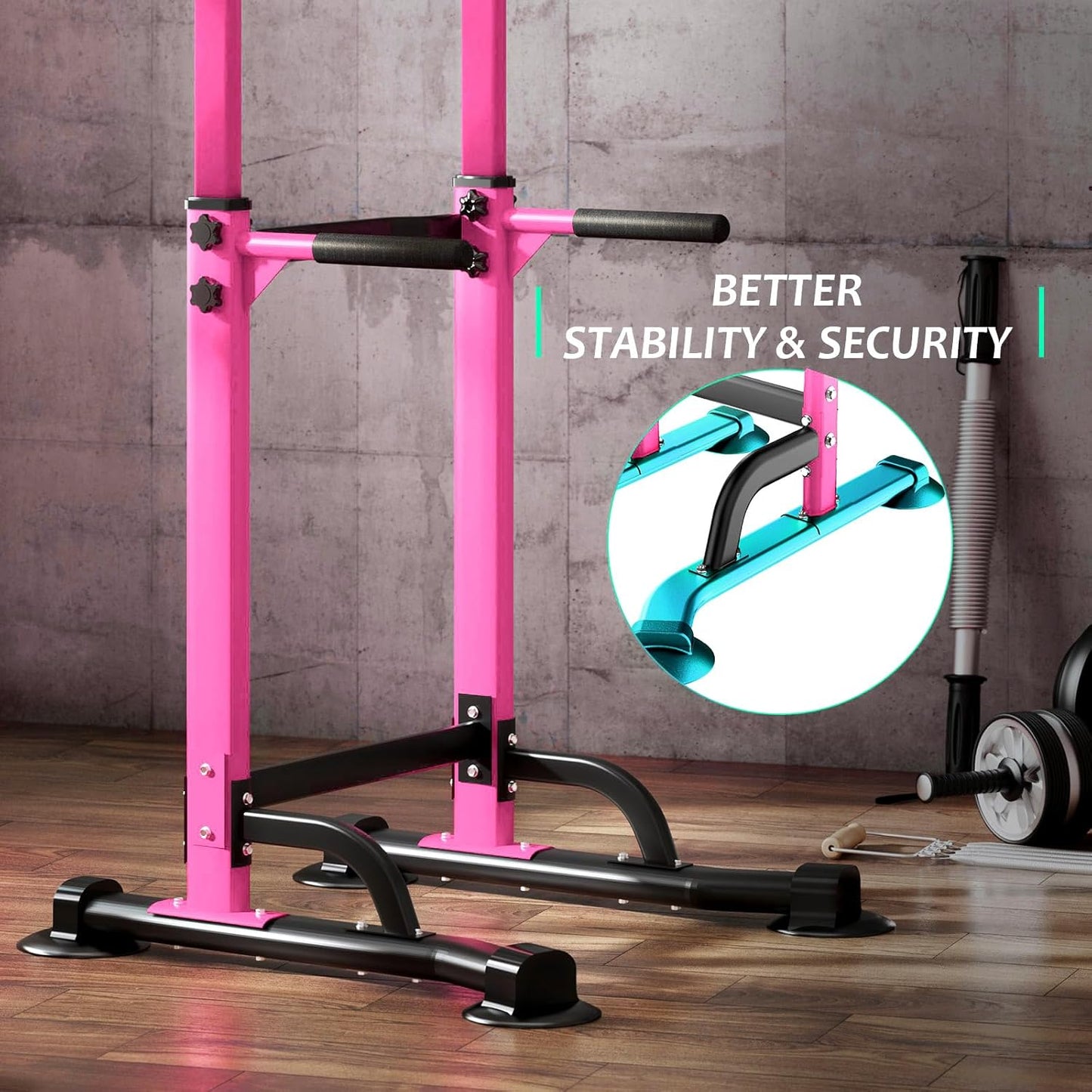 Power Tower Dip Station Pull up Bar for Home Gym Adjustable Height Strength Training Workout Equipment,Pull up Bar Station