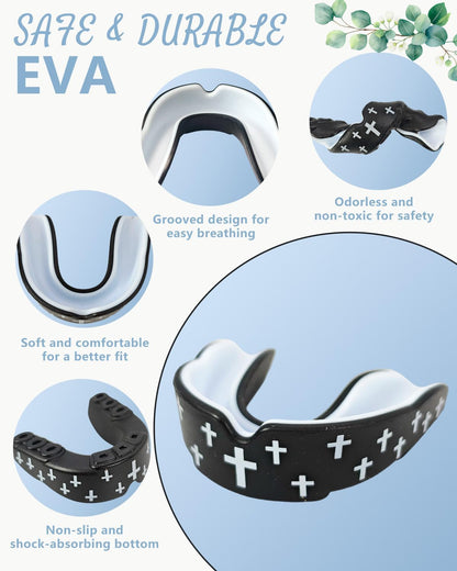 4 Pcs Mouth Guard - Faith Cross Mouthguard with Case, Religious Adult Mouth Guards Braces for Football Boxing Basketball Lacrosse Hockey and All Contact Sports