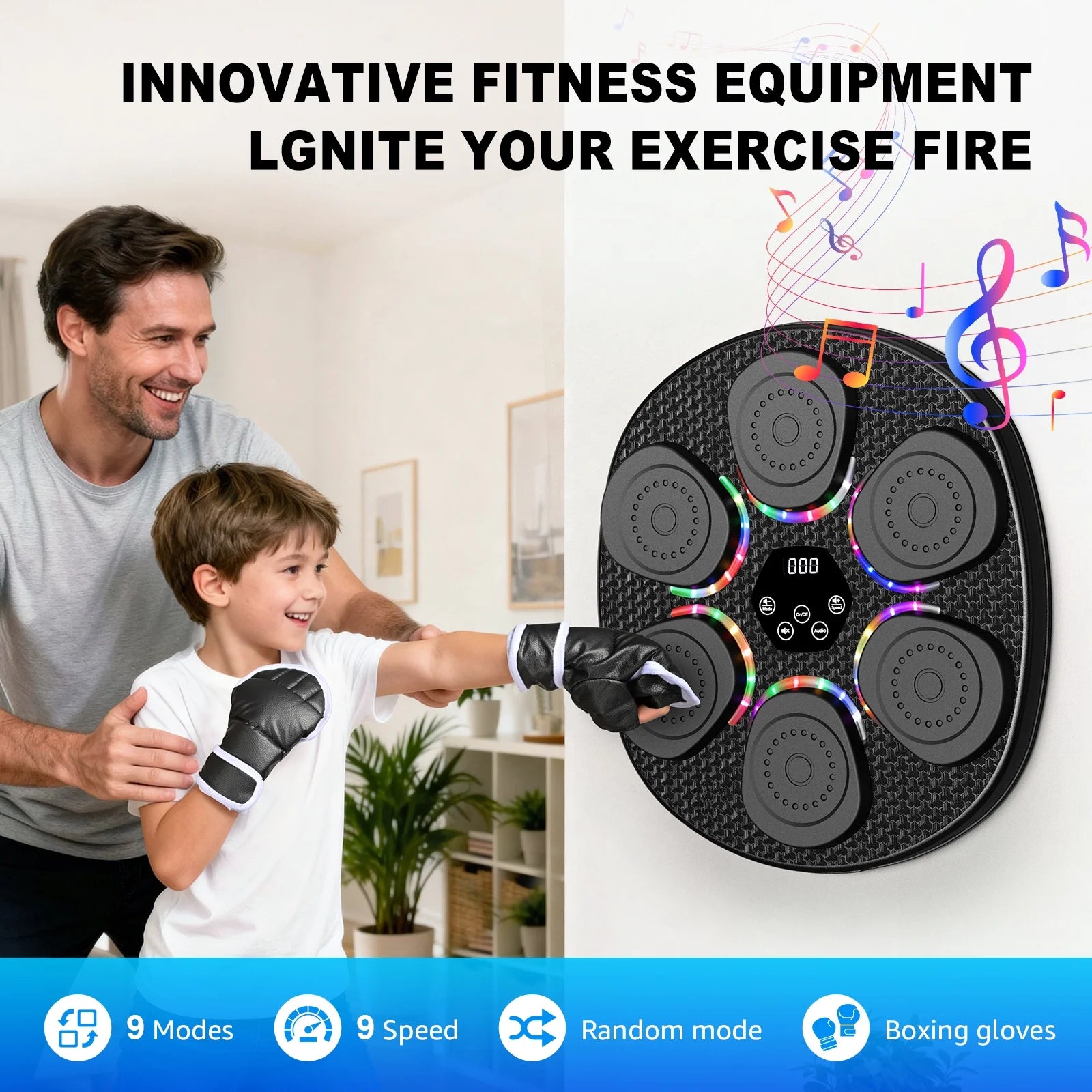 Hlthair Music Boxing Machine for Kids, Boxing Equipment with Gloves, Punching Machine for Boys&Girls