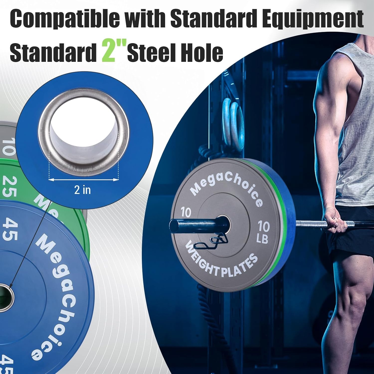Rubber Bumper Weight Plates,2" Weight Plates Set for Strength Training Home Gym