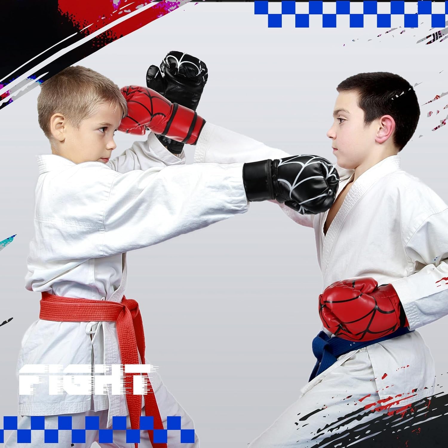 2 Pair Boxing Gloves for Kids Youth 6Oz Boxing Gloves Wrestling Gloves Sparring Equipment for Boxing Taekwondo Kickboxing Muay Thai BJJ Karate Training