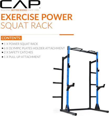 Cap Barbell Power Rack with Pull up Bar & Attachments - Multiple Colors