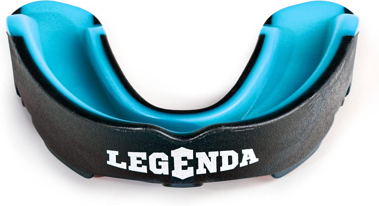 Mouth Guard Sports W/Case, Professional Mouthguard for Boxing, Football, Hockey, Jiu Jitsu, Muay Thai, MMA, Wrestling and High Contact Sports, Fits Adults, Youth, Kids 11+ (Black/Blue)