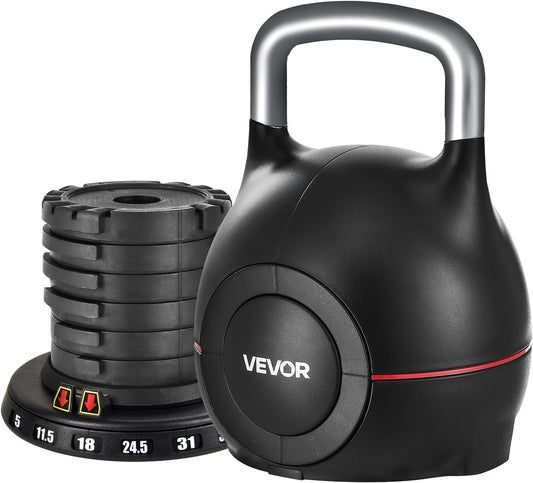 Kettlebell, Adjustable Kettlebell with 7 Weight Levels, Die-Cast Aluminum and ABS Material, for Grip Strength Training, Full-Body Workout & Cross-Training