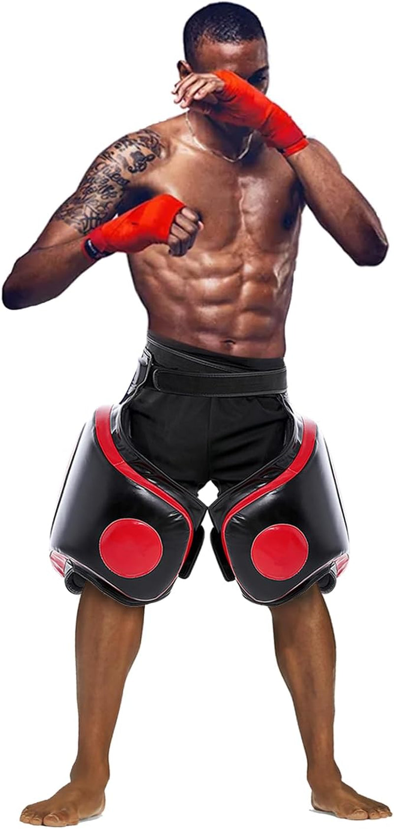Kickboxing Thigh Pads - Muay Thai Thigh Pads High Density Foam Leg Guards with PU Leather - Adjustable Training Gear for Martial Arts Coach Trainer and Adult Sparring Body Protector