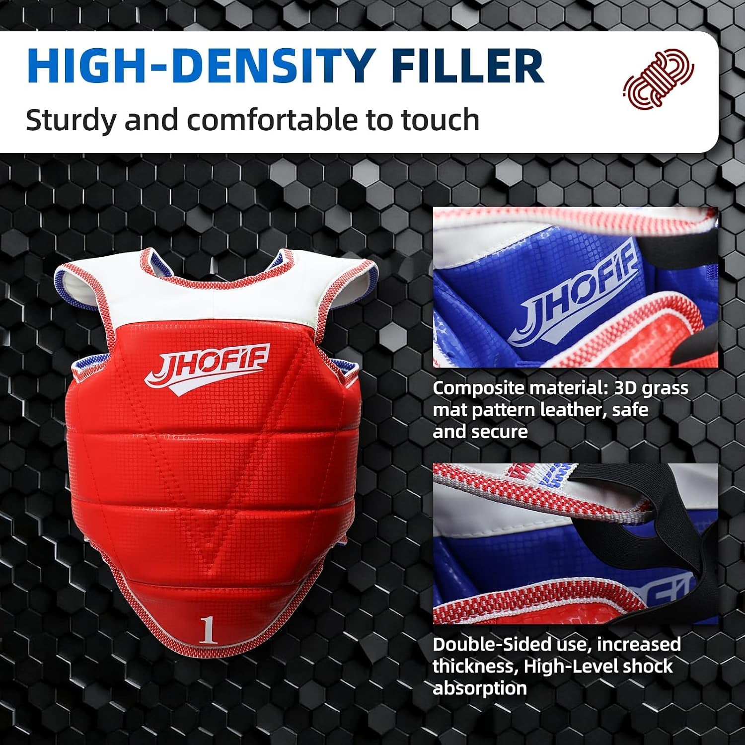 Martial Arts Chest Guard - Boxing Body Protector, Reversible Taekwondo Sparring Gear with Adjustable Straps, High-Density Foam Padding for Mma/Karate Training