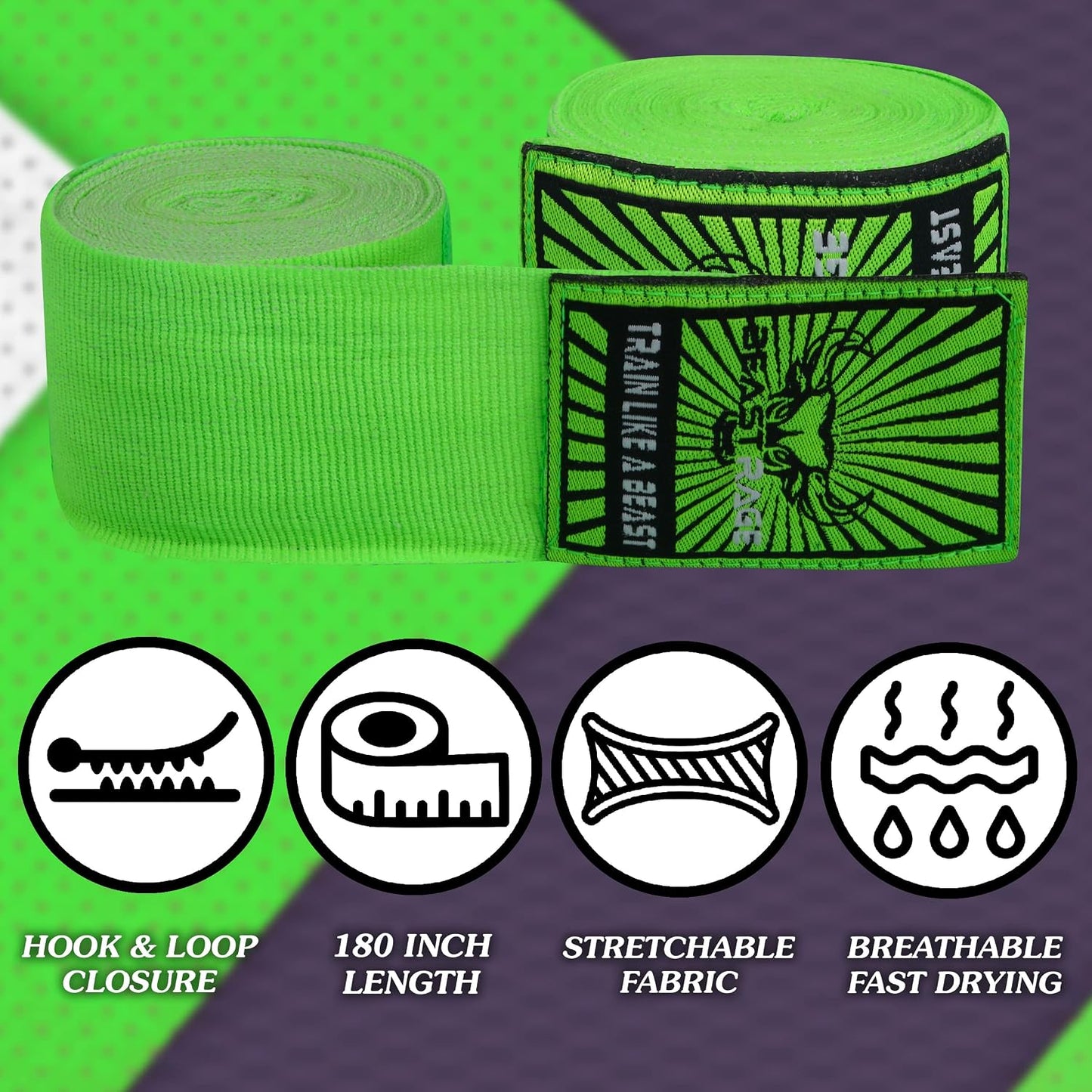 Boxing Hand Wraps for MMA Kickboxing Wrist Wraps Professional Adult 180" Semi-Elastic Martial Arts Inner Gloves Heavy Bag Handwraps Muay Thai Thumb Straps