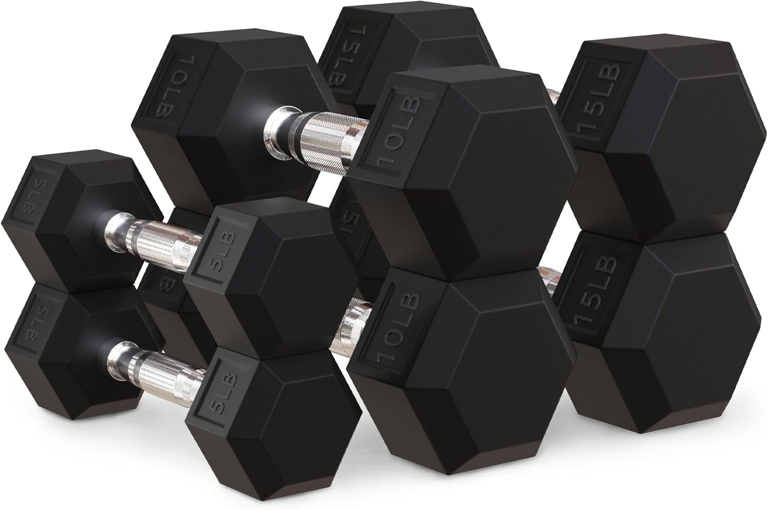 Hex Dumbbells Rubber Coated Hand Weight Set, 60LBS Sets
